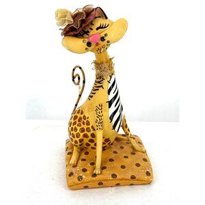 Enesco Fanciful Felines Safari Cat Mixed Prints Slight‎ Flaws